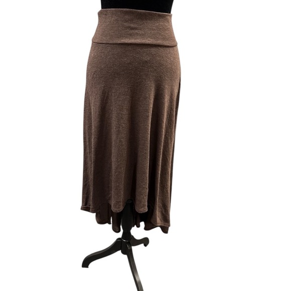 Brown Maxi Skirt Medium (6-8) Jersey Knit High Low Hem USA Capsule Basic Boho‎ - Picture 6 of 13